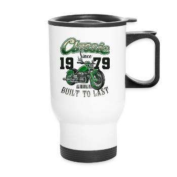 Moto Motard Moto Anniversaire Né En 1979 - Tasse isotherme avec poignée - blanc - Devant
