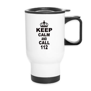 Keep Calm And Call 112 - Thermal mug with handle - white - Front