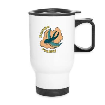 escape reality vintage swallow and cloud - Thermal mug with handle - white - Front