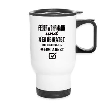 Feuerwehrmann - Thermobecher mit Tragegriff - Weiß - Vorne