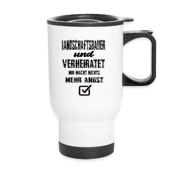 Landschaftsbauer und Verheiratet - Thermobecher mit Tragegriff - Weiß - Vorne