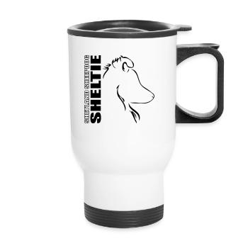 SHETLAND SHEEPDOG SHELTIE PROFIL Hunde Wilsigns - Thermobecher mit Tragegriff - Weiß - Vorne