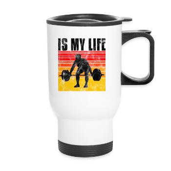 Bodybuilding is my life Bodybuilder GYM weight training - Thermal mug with handle - white - Front