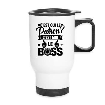 C'est qui le patron c'est moi le boss - Tasse isotherme avec poignée - blanc - Devant