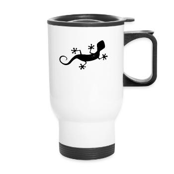 Stylized gecko - Thermal mug with handle - white - Front