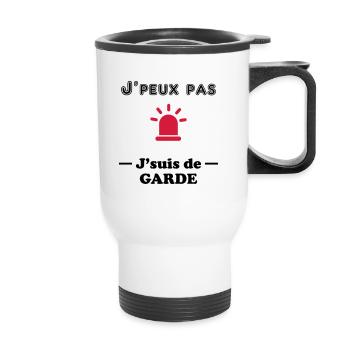 J'peux pas je suis de garde - Tasse isotherme avec poignée - blanc - Devant