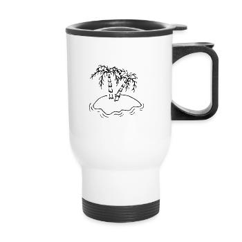 Island palms sea vacation sun - Thermal mug with handle - white - Front
