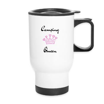 Camping Queen (schwarz) - Thermobecher mit Tragegriff - Weiß - Vorne