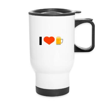 I love - Thermal mug with handle - white - Front