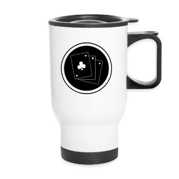 solitaire playing cards - Thermal mug with handle - white - Front