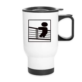 Fence guest, railing, view - Thermal mug with handle - white - Front