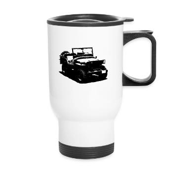 Klassischer Geländewagen - Thermobecher mit Tragegriff - Weiß - Vorne