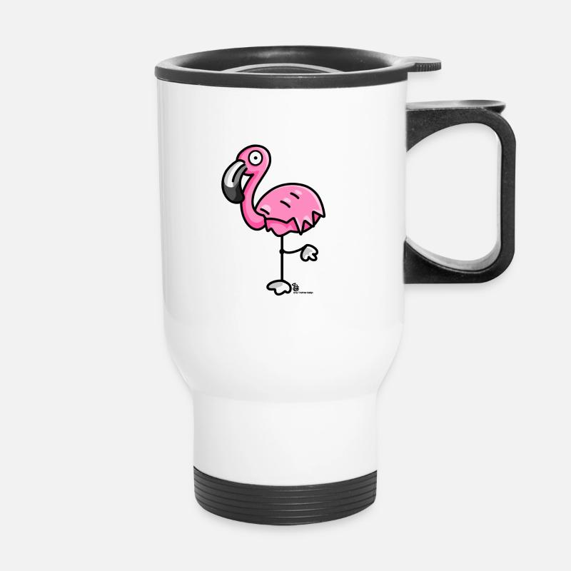 flamingo - Thermal mug with handle - white