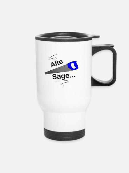 Alte Säge - Thermobecher mit Tragegriff - Weiß