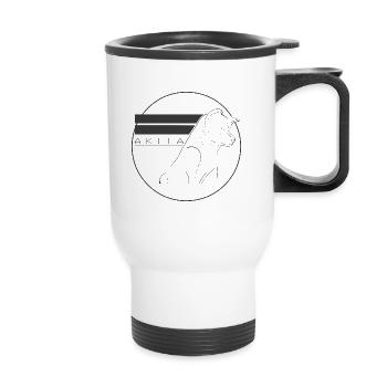 Logo rond Akita Inu - Tasse isotherme avec poignée - blanc - Devant