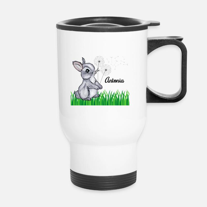 Name Cup Kids Rabbit Name Gift Antonia - Thermal mug with handle - white