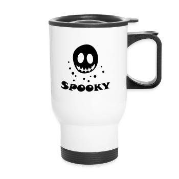 Spooky Halloween - Totenkopf - Schädel - Gruselig - Thermobecher mit Tragegriff - Weiß - Vorne