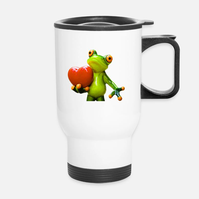 Frog With Heart Motivated Sculpture - Thermal mug with handle - white