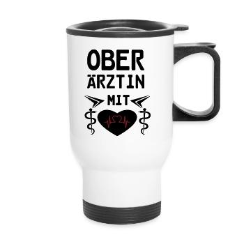 Oberärztin mit Herz Geschenk - Thermobecher mit Tragegriff - Weiß - Vorne