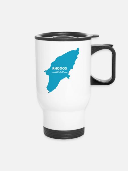Rhodos is life - Thermobecher mit Tragegriff - Weiß