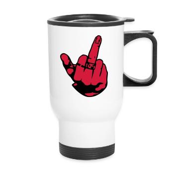 finger - Thermal mug with handle - white - Front