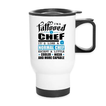 Chef tatoué / Chef, Chef tatoué - Tasse isotherme avec poignée - blanc - Devant