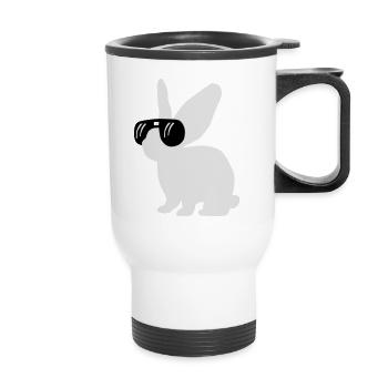 Hase mit Brille - Thermobecher mit Tragegriff - Weiß - Vorne
