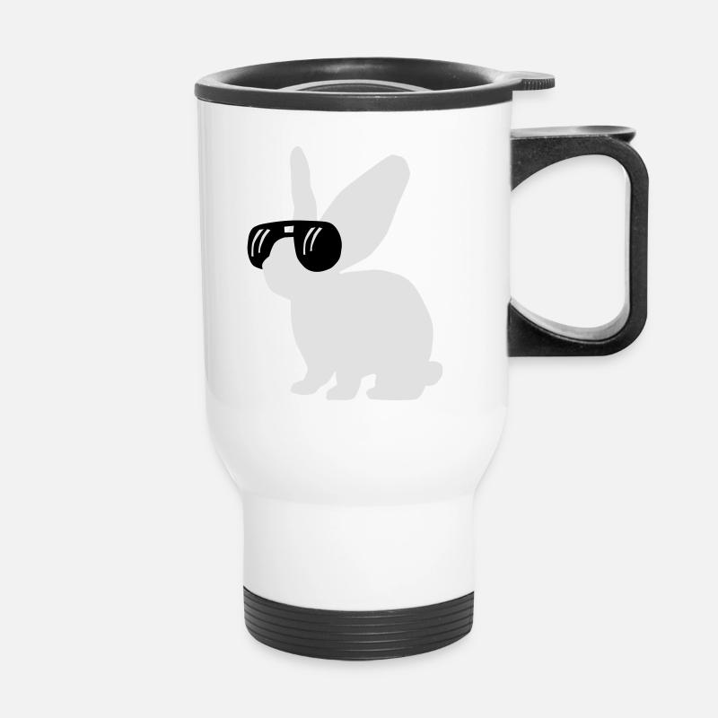 Hase mit Brille - Thermobecher mit Tragegriff - Weiß