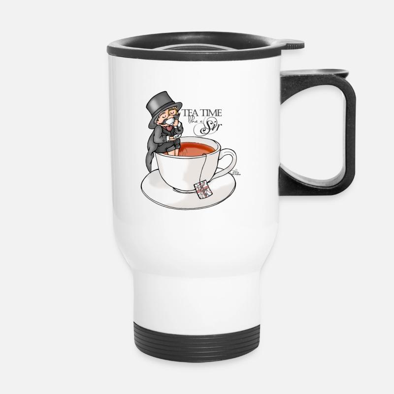 tea time like a Sir with Earl Grey (text) - Thermal mug with handle - white