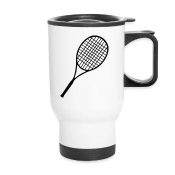 Tennis, Tennisschläger - Thermobecher mit Tragegriff - Weiß - Vorne