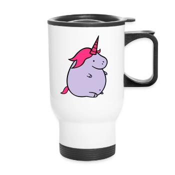 fat_unicorn_02 - Thermobecher mit Tragegriff - Weiß - Vorne