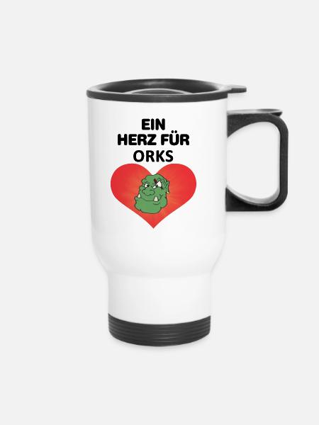 Ein Herz für Orks - Thermobecher mit Tragegriff - Weiß