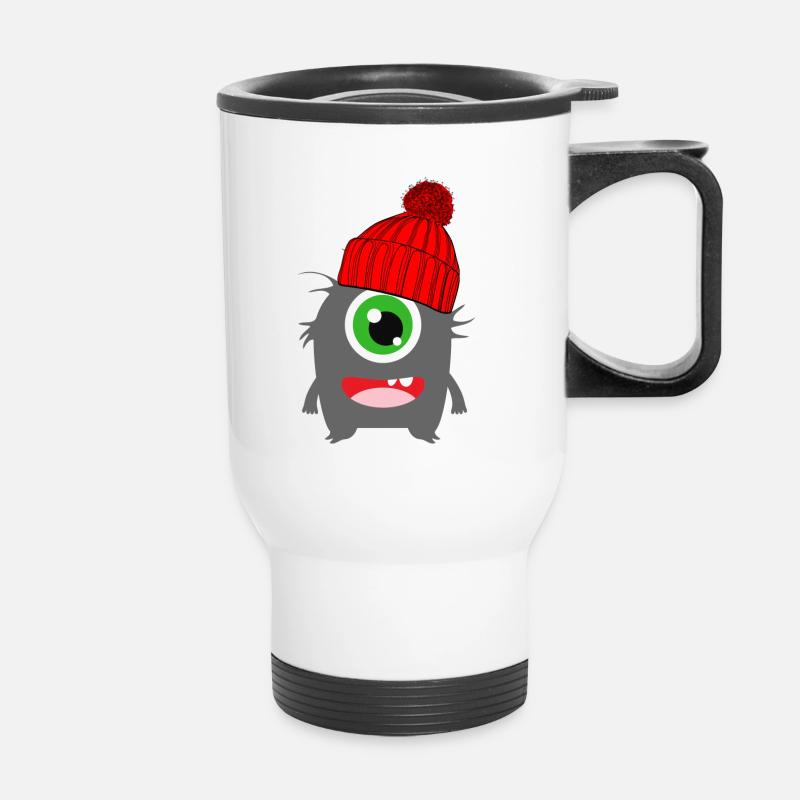 Monster Einäugi hiver rouge - Tasse isotherme avec poignée - blanc