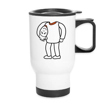 Head under the arm - Thermal mug with handle - white - Front