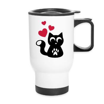 Mignon Chat Mignon - Cute adorable cat - Tasse isotherme avec poignée - blanc - Devant