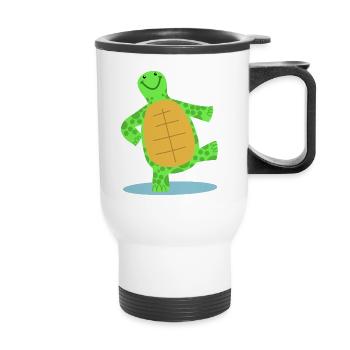 Hand drawn dancing turtle - Thermal mug with handle - white - Front
