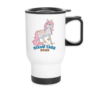 Schulkind 2022 Island Pferd - Erster Schultag - Thermobecher mit Tragegriff - Weiß - Vorne