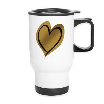 Cœur Or Noir - Tasse isotherme avec poignée - blanc - Devant