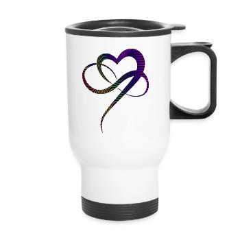 Unendliche Liebe Herz Bunte Linien Infinity Heart - Thermobecher mit Tragegriff - Weiß - Vorne