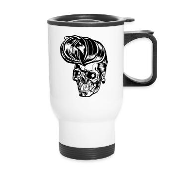 Rockabilly Skull - Thermal mug with handle - white - Front