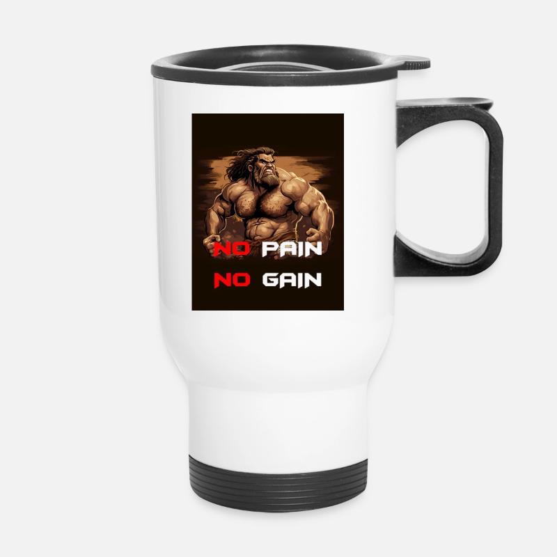Without work, there are no "No pain no gain" knocks - Thermal mug with handle - white