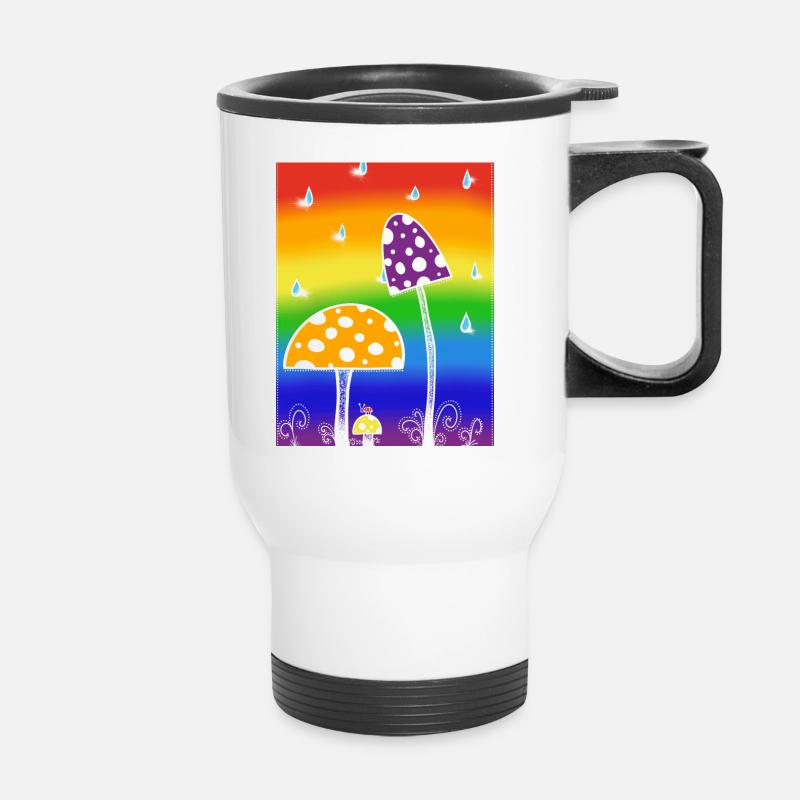 Mushrooms in the rain - Thermal mug with handle - white
