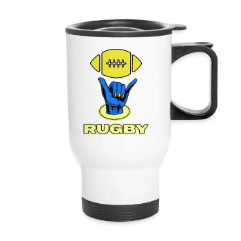 rugby rugbyspieler rugbyverein - Thermobecher mit Tragegriff - Weiß - Vorne