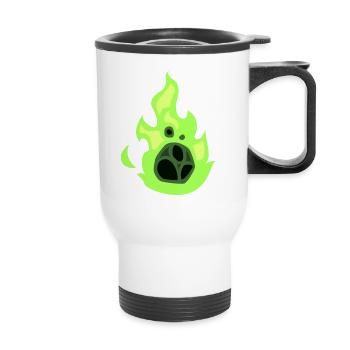 boule de feu verte - Tasse isotherme avec poignée - blanc - Devant