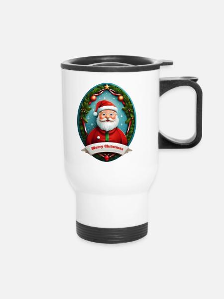 Weihnachtsmann - Thermobecher mit Tragegriff - Weiß