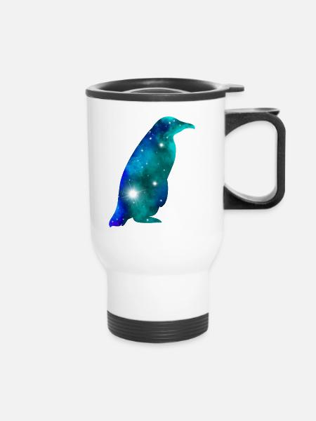 Galaxy Penguin - Thermobecher mit Tragegriff - Weiß
