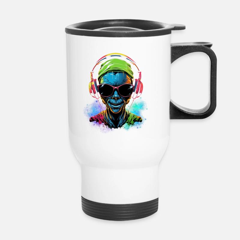 Alien Rave - Thermobecher mit Tragegriff - Weiß
