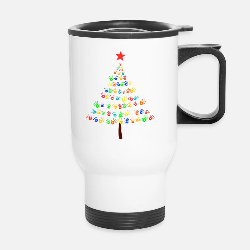 Weihnachtsbaum Kinder Frieden - Thermobecher mit Tragegriff - Weiß