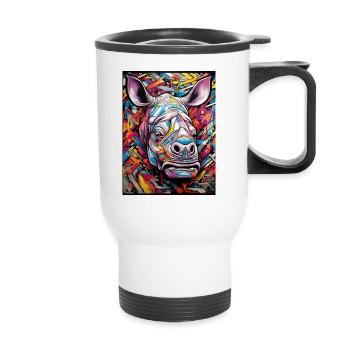 Graffiti d’hippopotame - Tasse isotherme avec poignée - blanc - Devant