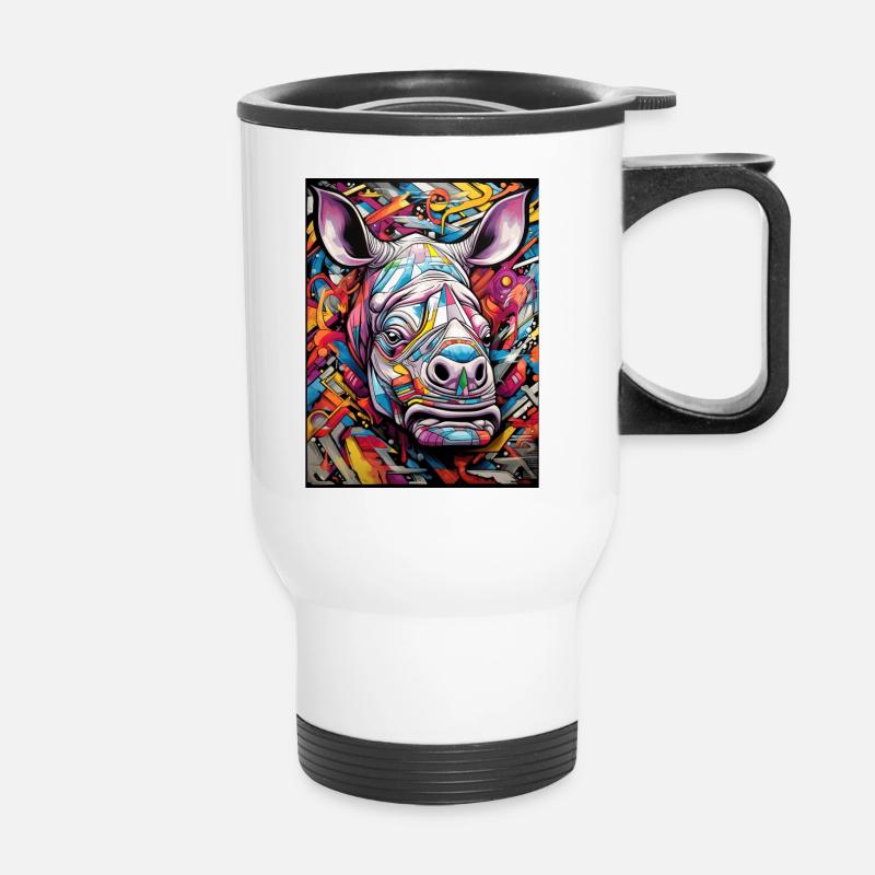 Hippo Graffiti - Thermal mug with handle - white